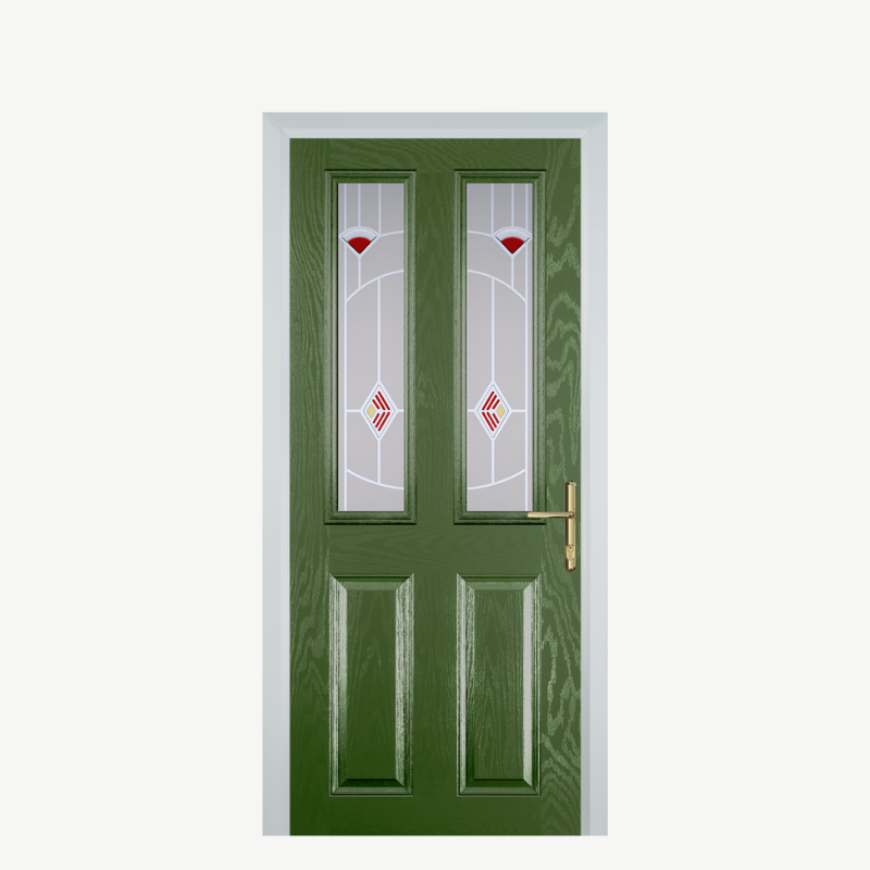 Door C 2 Panel 2 Square Fern Green Murano Red image 0