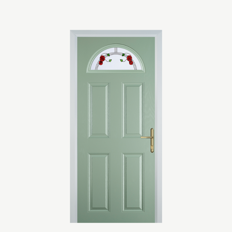 Door D 4 Panel 1 Arch Chartwell Green Mackintosh Rose image 0