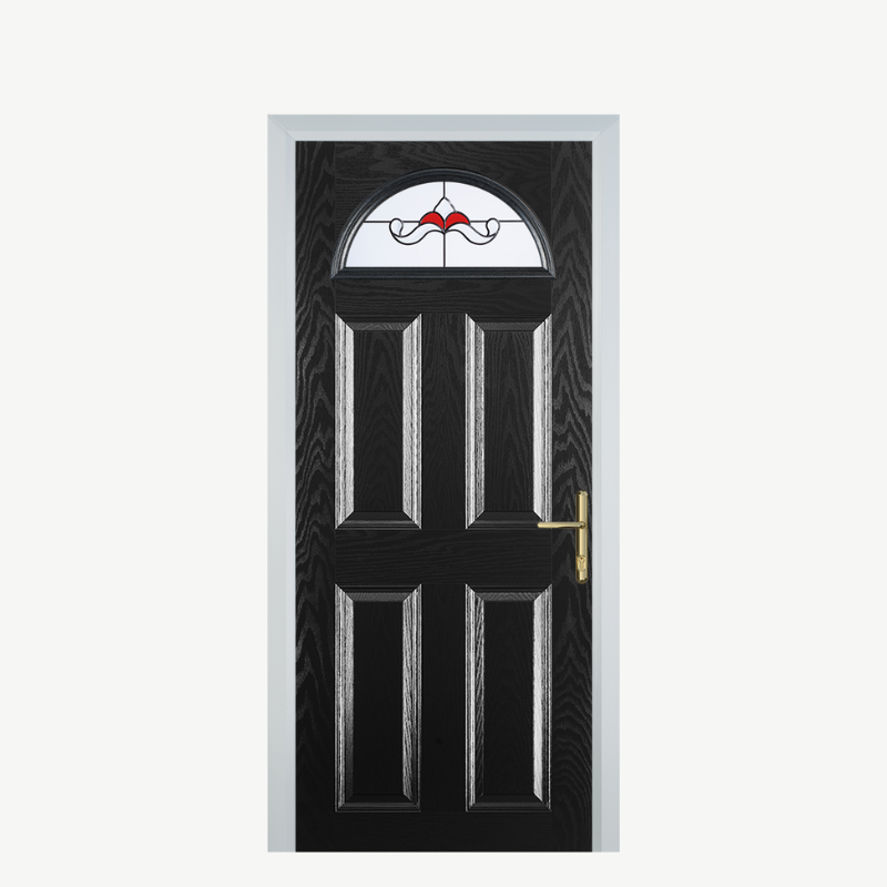 Door D 4 Panel 1 Arch Black Crystal Bohemia Red image 0