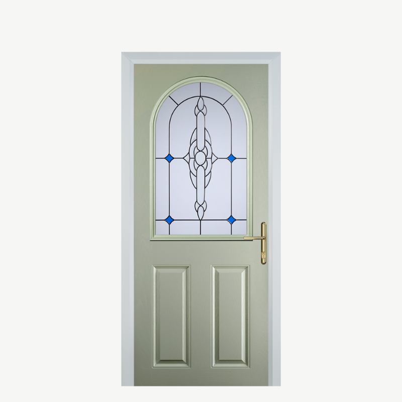 Door E 2 Panel 1 Arch Pebble Grey Crystal Bohemia Blue image 0