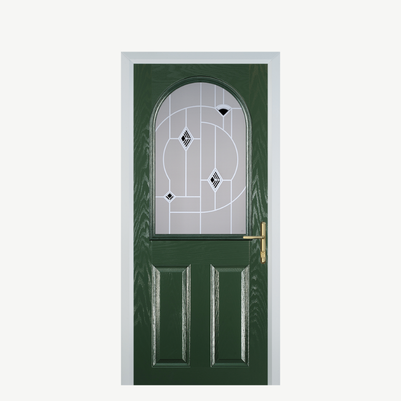 Door E 2 Panel 1 Arch Green Murano Black image 0