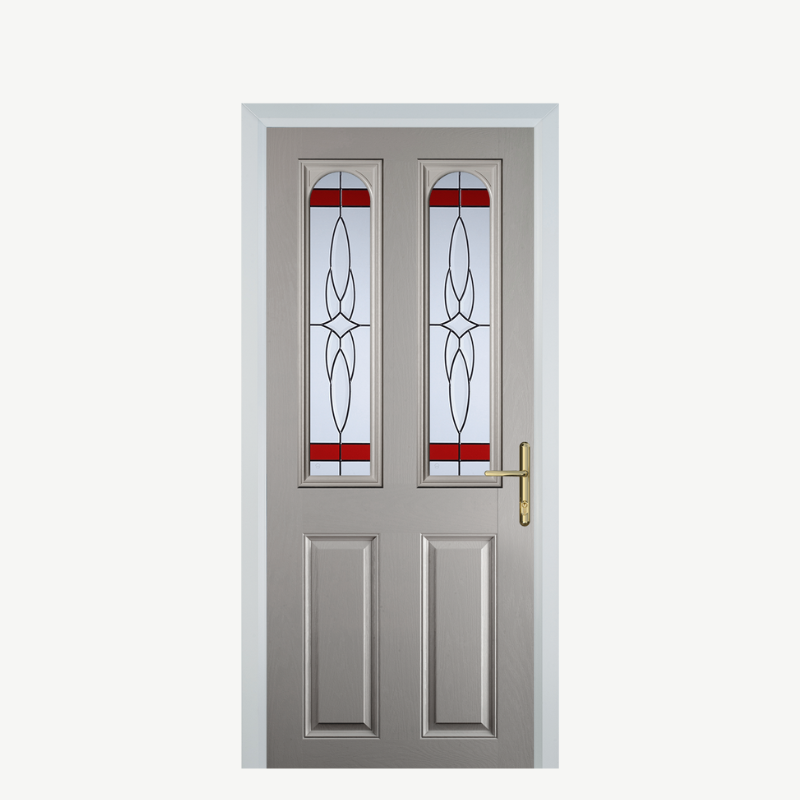 Door A 2 Panel 2 Arch Agate Grey Crystal Harmony Red image 0