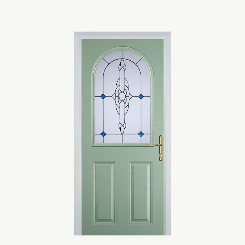 Door E 2 Panel 1 Arch Chartwell Green Crystal Bohemia Blue image 0