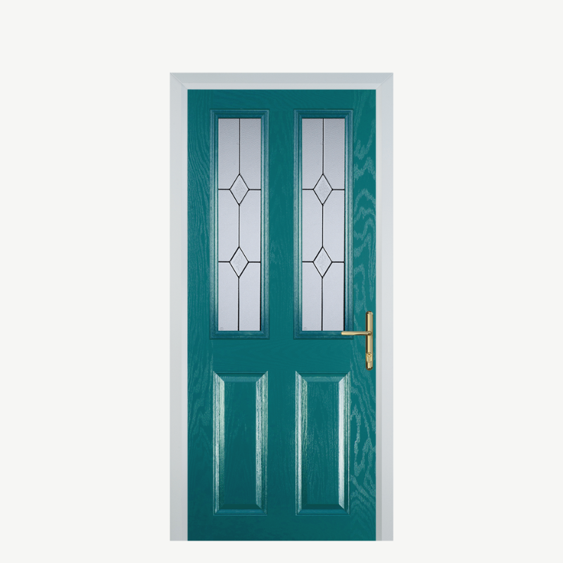 Door C 2 Panel 2 Square Turquoise Blue Classic image 0