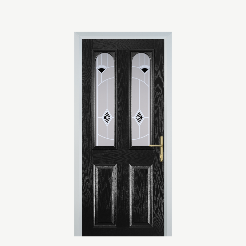 Door A 2 Panel 2 Arch Black Murano Black image 0