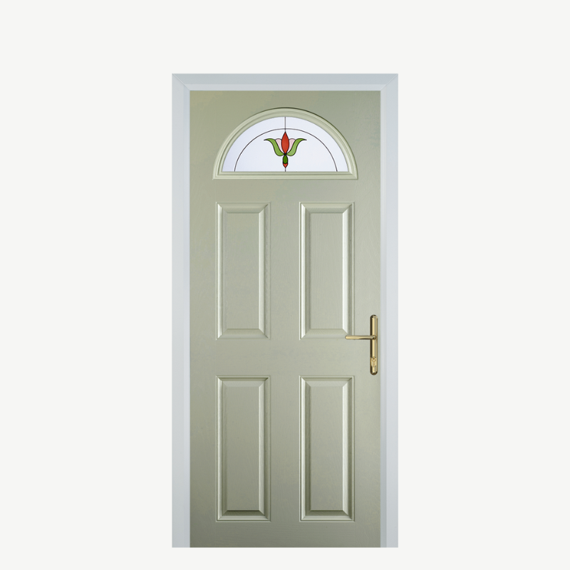 Door D 4 Panel 1 Arch Pebble Grey Fleur image 0