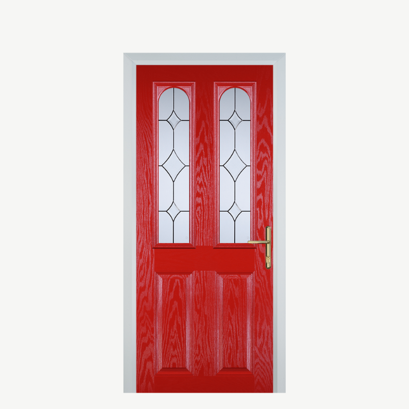 Door A 2 Panel 2 Arch Poppy Red (High Gloss) Crystal Diamond image 0