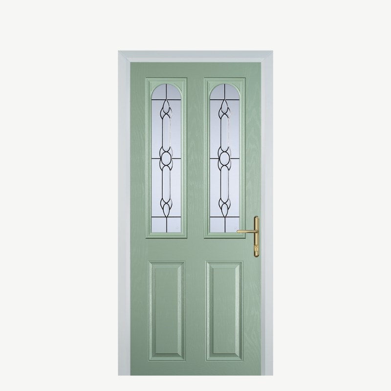 Door A 2 Panel 2 Arch Chartwell Green Crystal Bohemia image 0