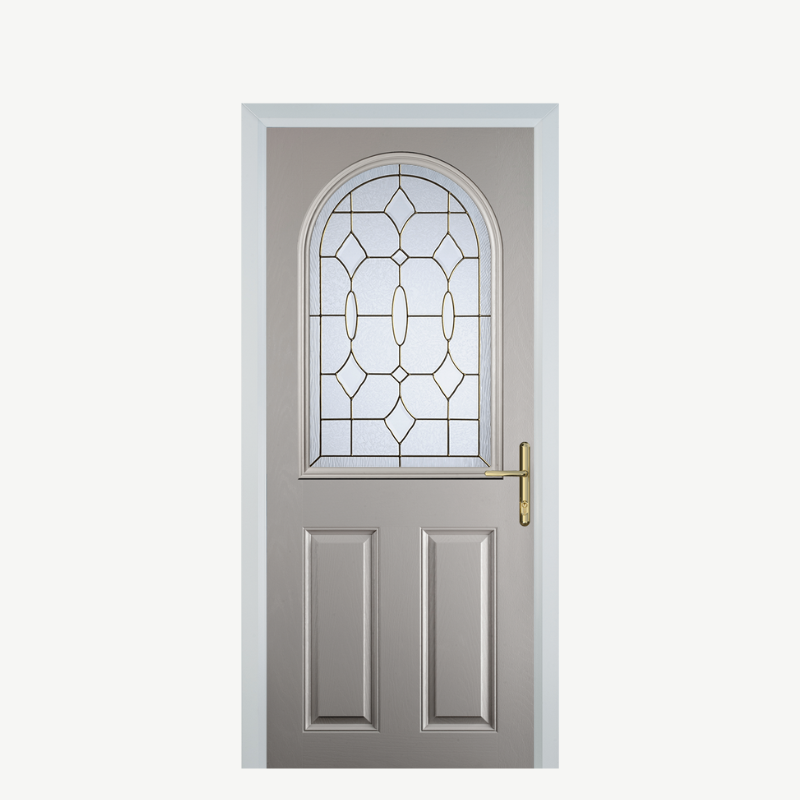 Door E 2 Panel 1 Arch Agate Grey Brass Art Clarity image 0