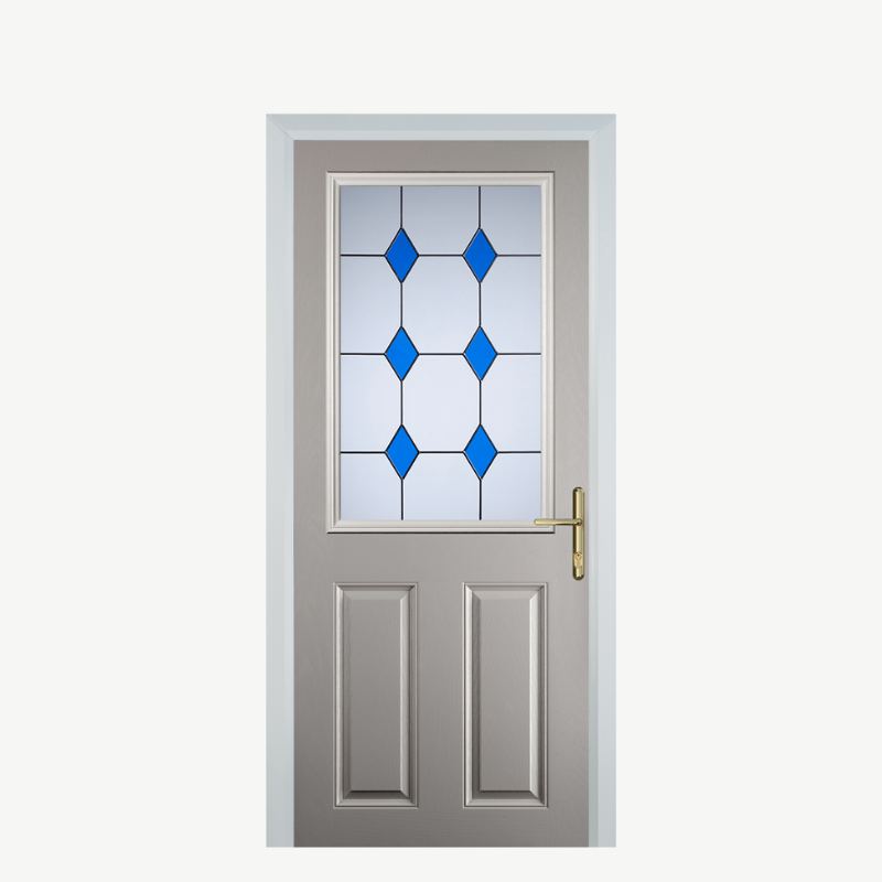 Door F 2 Panel 1 Square Agate Grey 3 Drop Diamond Blue image 0