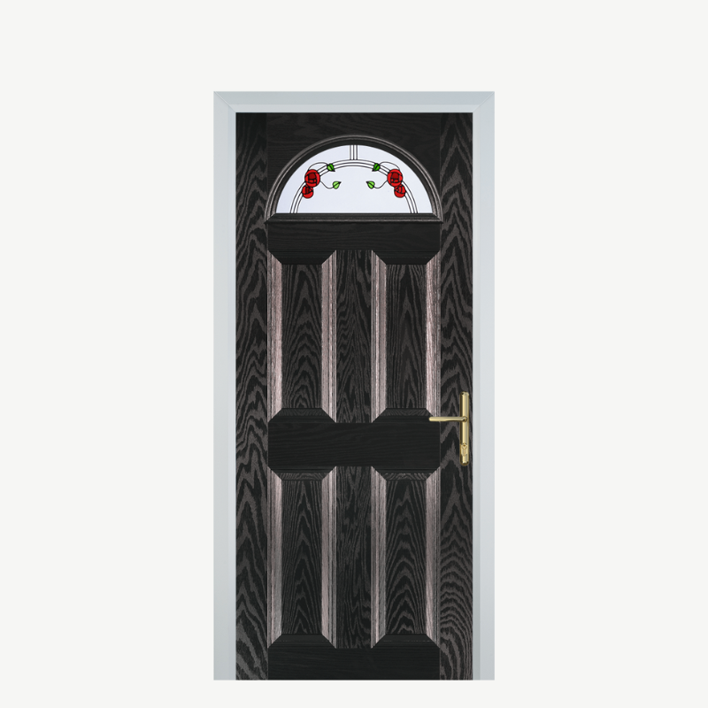Door D 4 Panel 1 Arch Black Brown Mackintosh Rose image 0