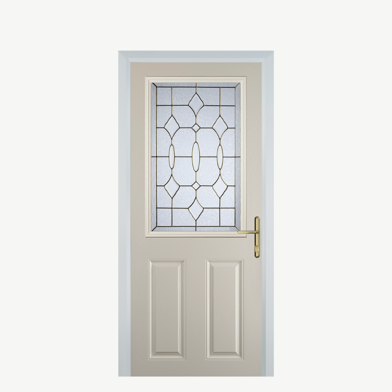 Door F 2 Panel 1 Square Cream Brass Art Clarity image 0