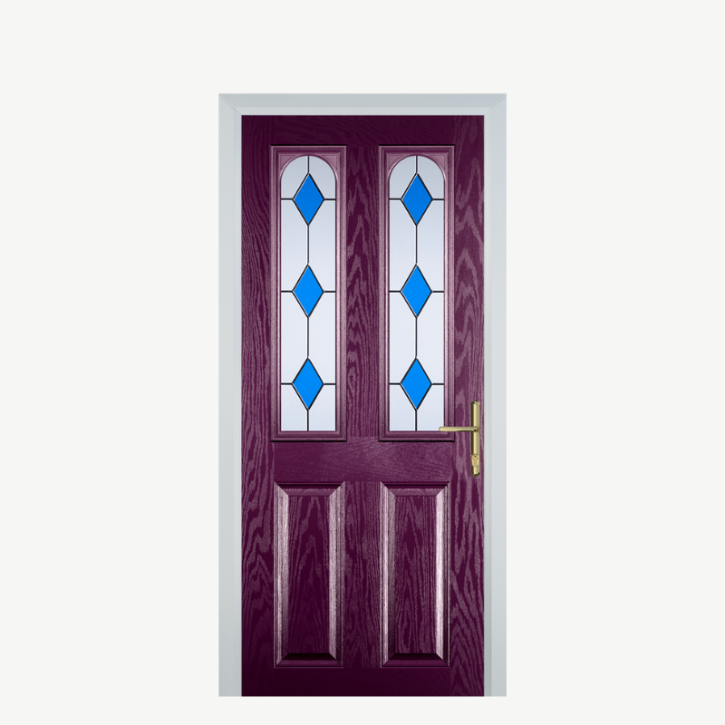 Door A 2 Panel 2 Arch Purple Violet 3 Drop Diamond Blue image 0