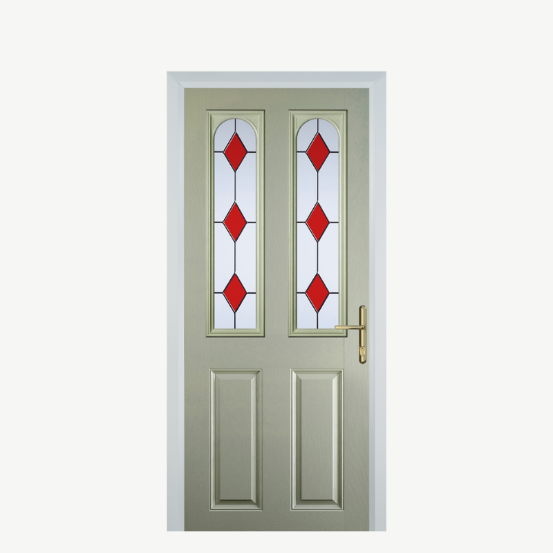 Door A 2 Panel 2 Arch Pebble Grey 3 Drop Diamond Red image 0