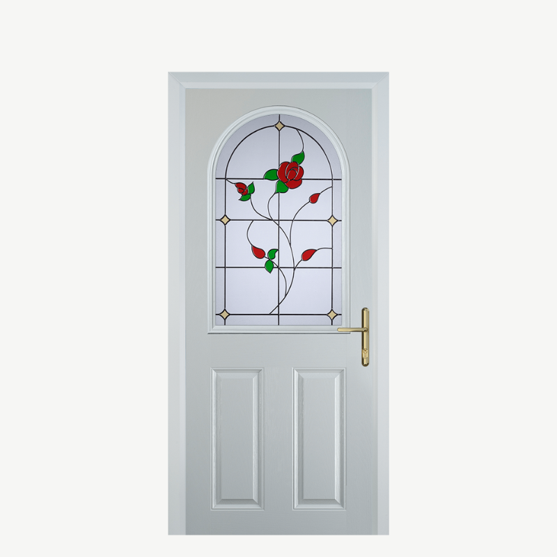 Door E 2 Panel 1 Arch White English Rose image 0
