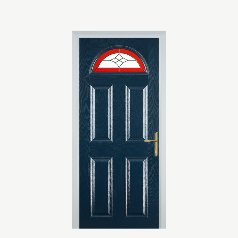 Door D 4 Panel 1 Arch Blue Crystal Harmony Red image 0