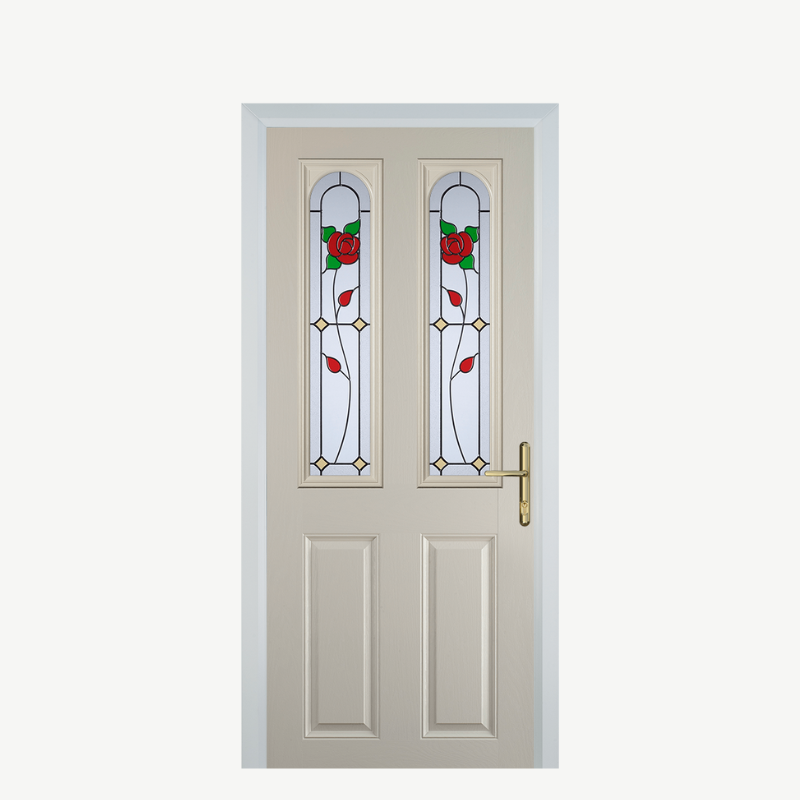 Door A 2 Panel 2 Arch Cream English Rose image 0