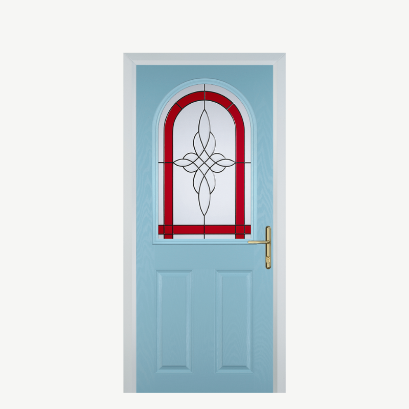 Door E 2 Panel 1 Arch Duck Egg Blue Crystal Harmony Red image 0
