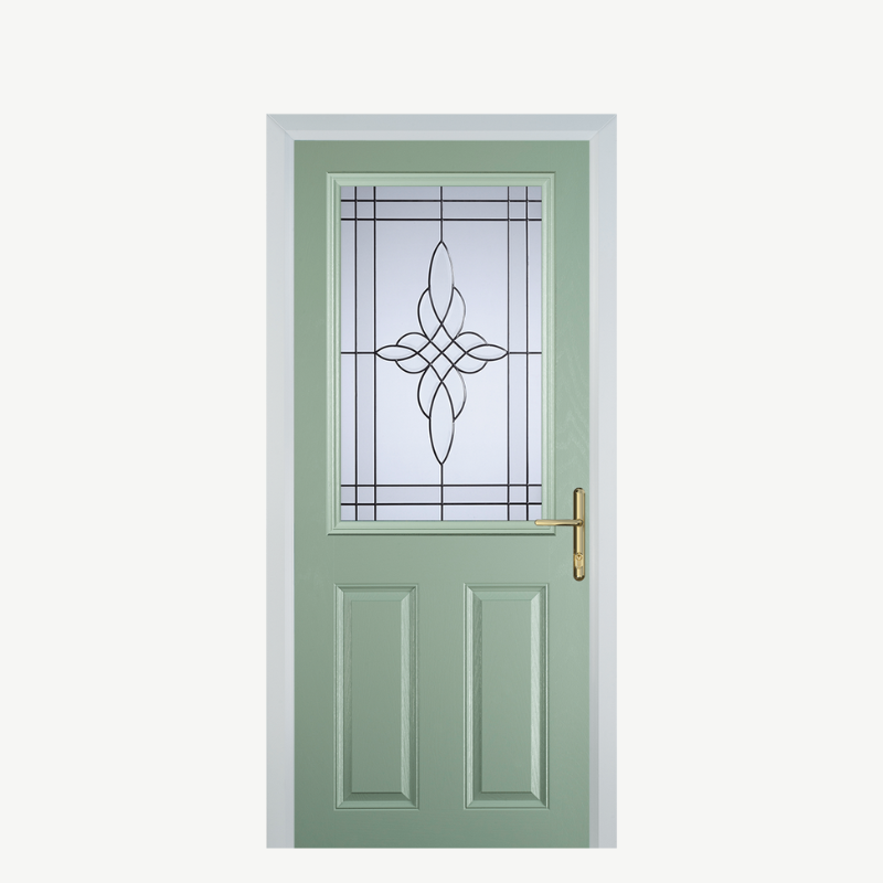 Door F 2 Panel 1 Square Chartwell Green Crystal Harmony Frost image 0