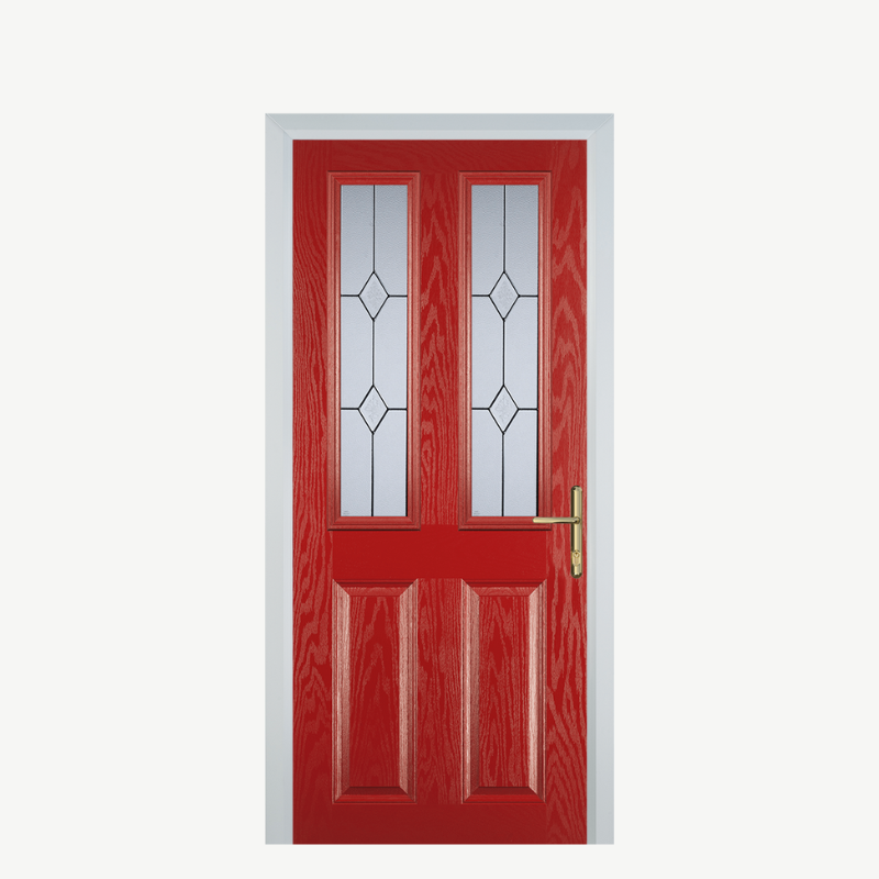 Door C 2 Panel 2 Square Red Classic image 0