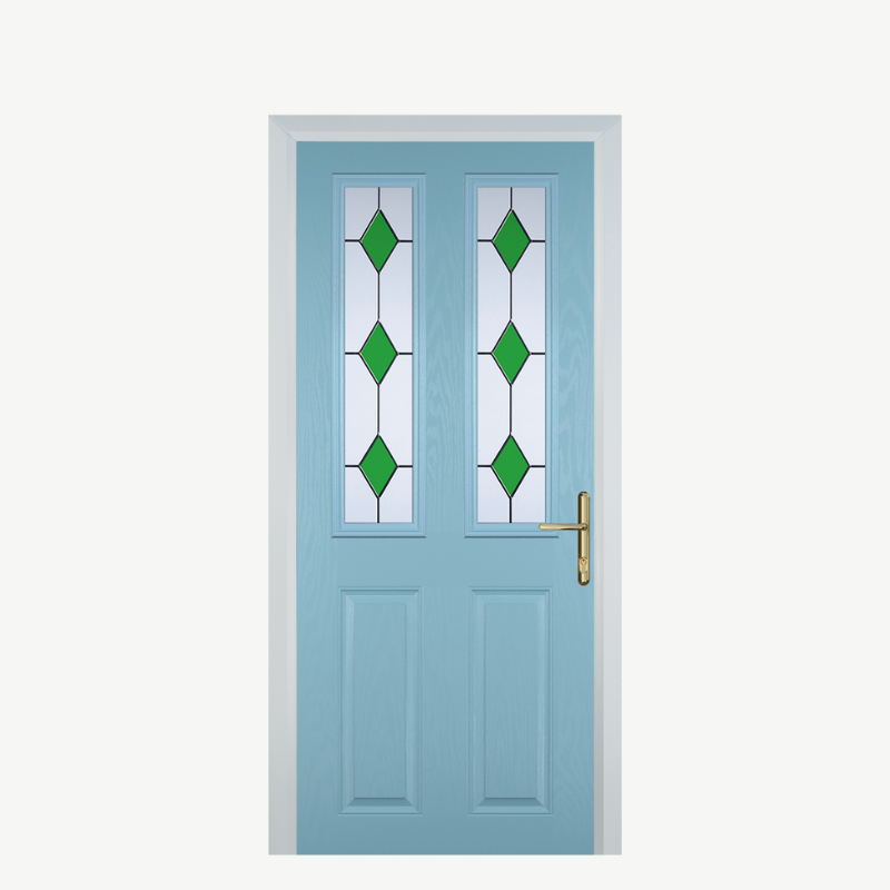 Door C 2 Panel 2 Square Duck Egg Blue 3 Drop Diamond Green image 0