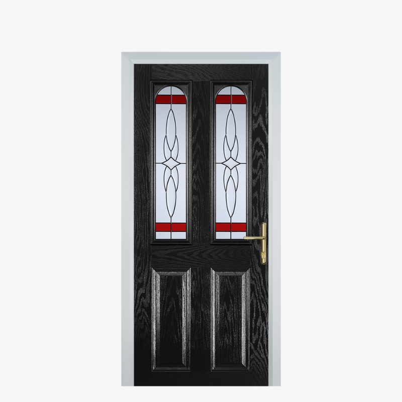 Door A 2 Panel 2 Arch Black Crystal Harmony Red image 0