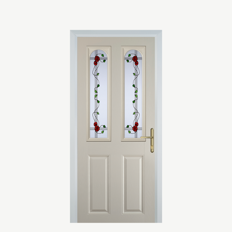 Door A 2 Panel 2 Arch Cream Mackintosh Rose image 0