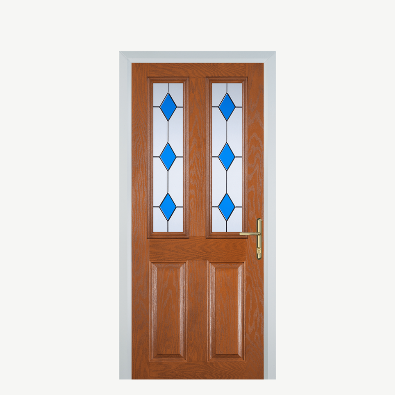 Door C 2 Panel 2 Square Oak 3 Drop Diamond Blue image 0