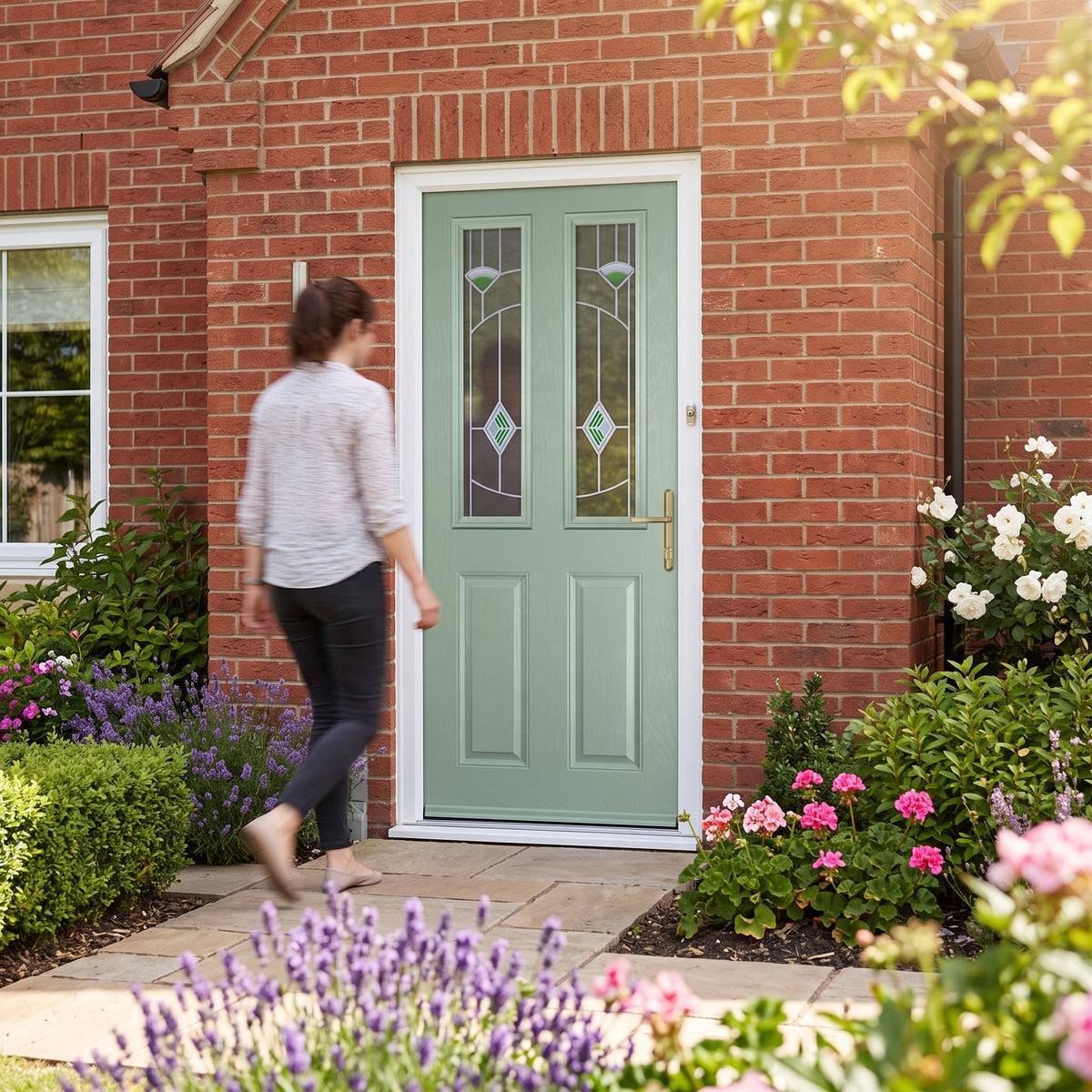 Studio photo of Door C 2 Panel 2 Square Chartwell Green Murano Green in lifestyle