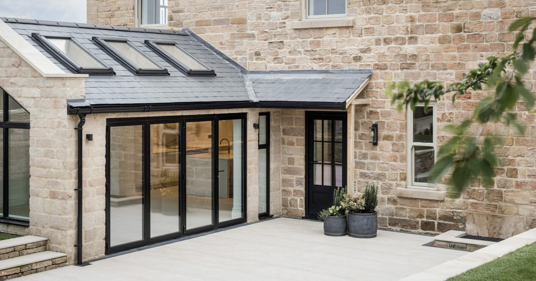 Aluminium Bifold door in jet black