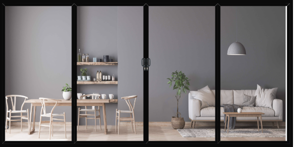 4-Panel Aluminium Sliding Patio Doors in Black