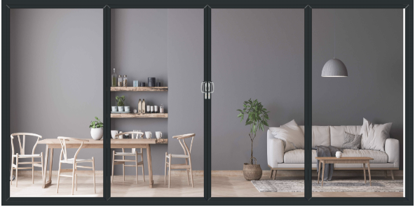 4-Panel Aluminium Sliding Patio Doors in Anthracite Grey