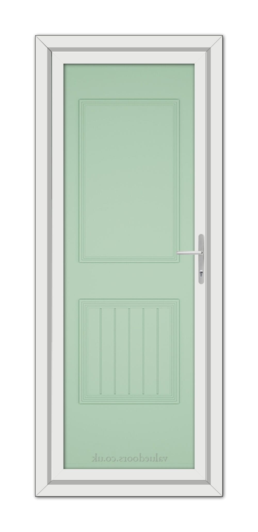 A close-up of a Chartwell Green Alnwick One Solid uPVC Door.