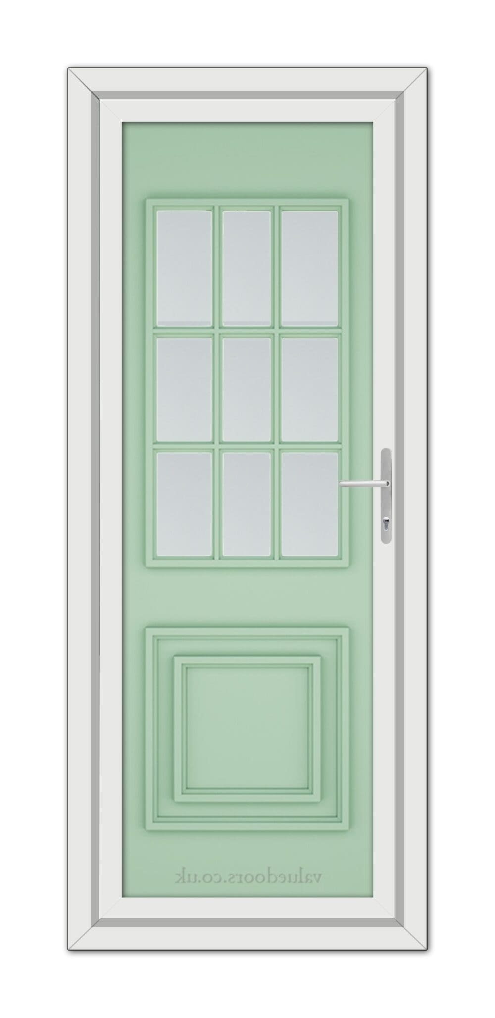 A Chartwell Green Cambridge One uPVC Door with glass panes.