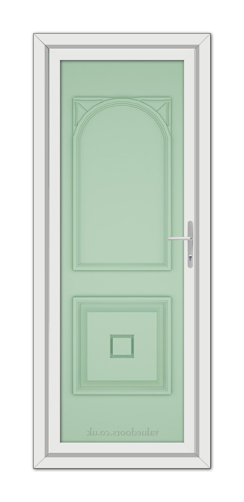 A close-up of a Chartwell Green Reims Solid uPVC Door.