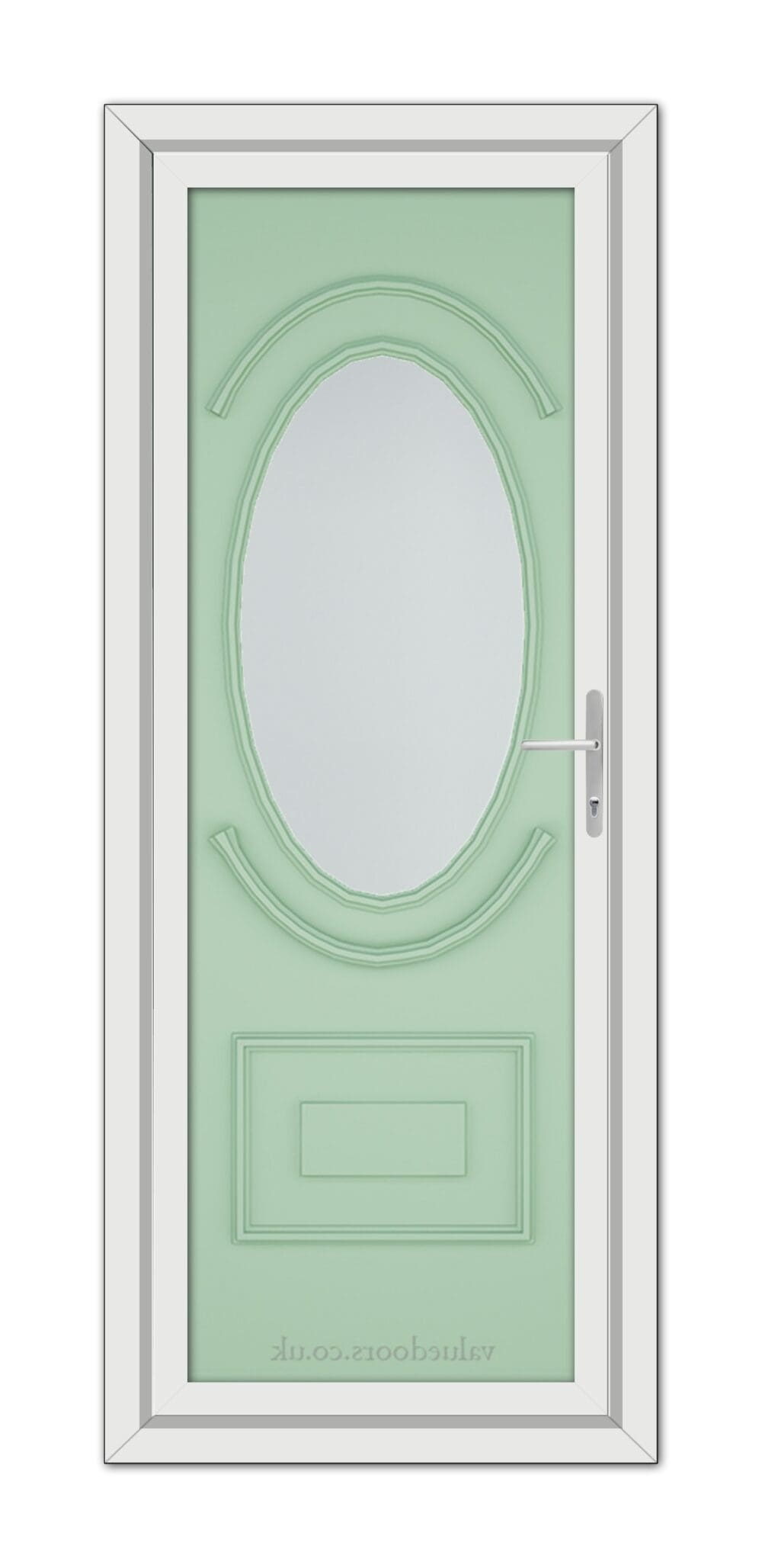 A close-up of a Chartwell Green Richmond uPVC Door.