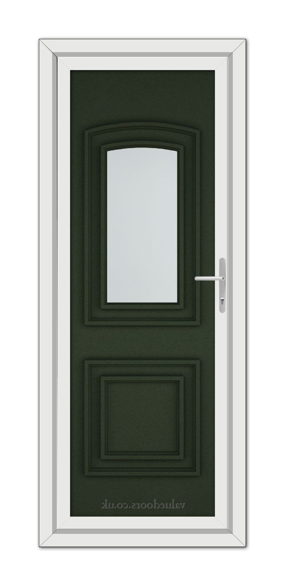 A Green Balmoral One uPVC Door with a white frame.