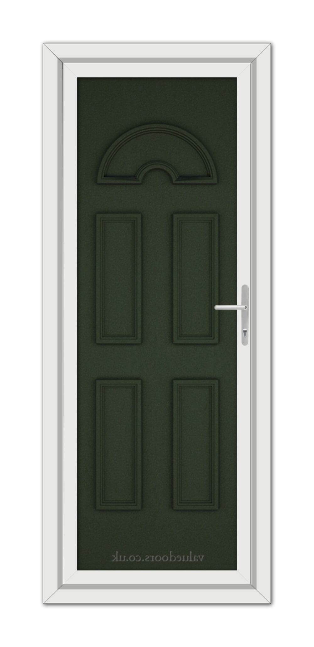 A close-up of a Green Sandringham Solid uPVC Door.