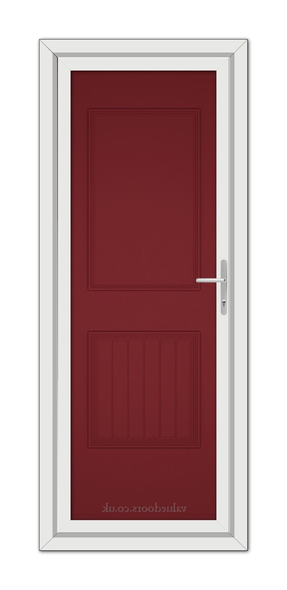 A Red Alnwick One Solid uPVC Door with white trim.