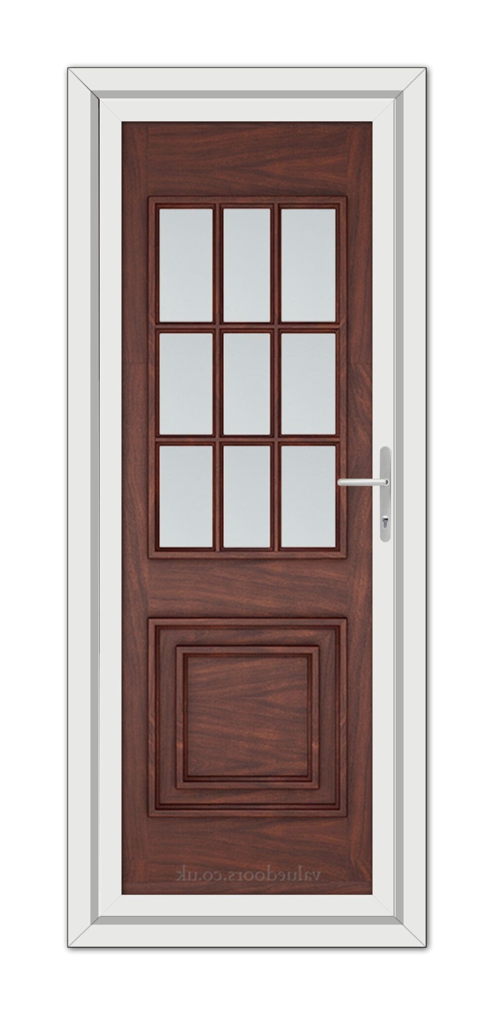 A close-up of a Rosewood Cambridge One uPVC Door.