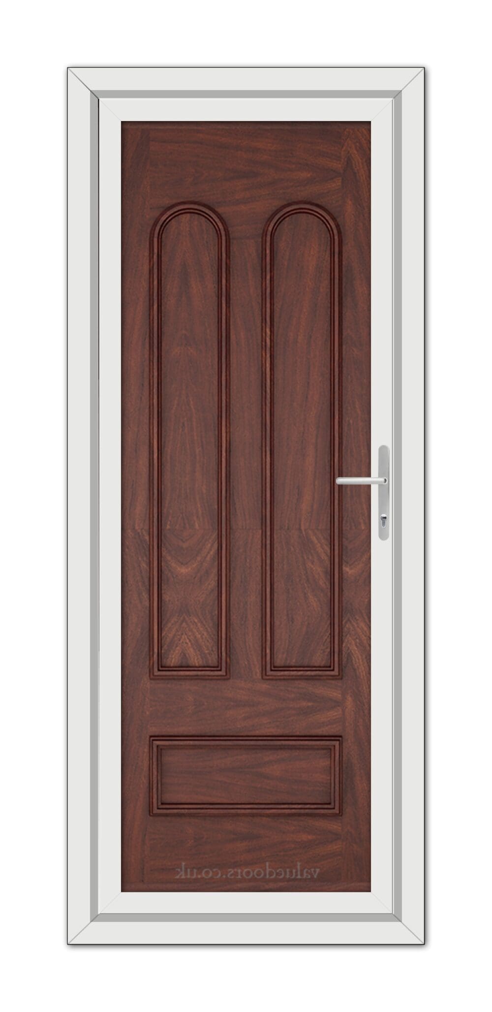 A close-up of a Rosewood Madrid Solid uPVC Door.