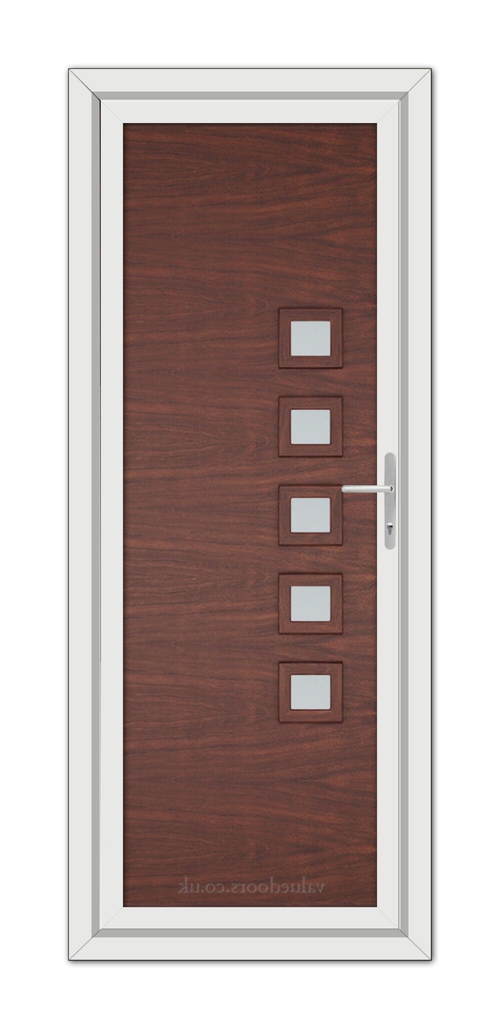 A close-up of a Rosewood Malaga uPVC Door.