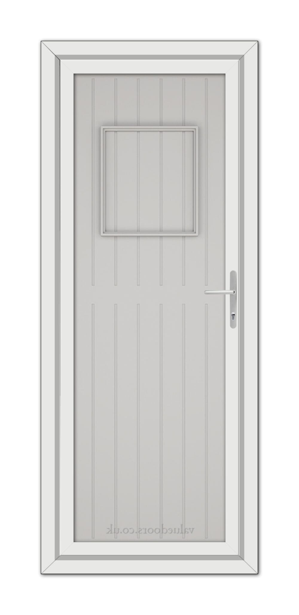 A Silver Grey Chatsworth Solid uPVC Door with a square window.