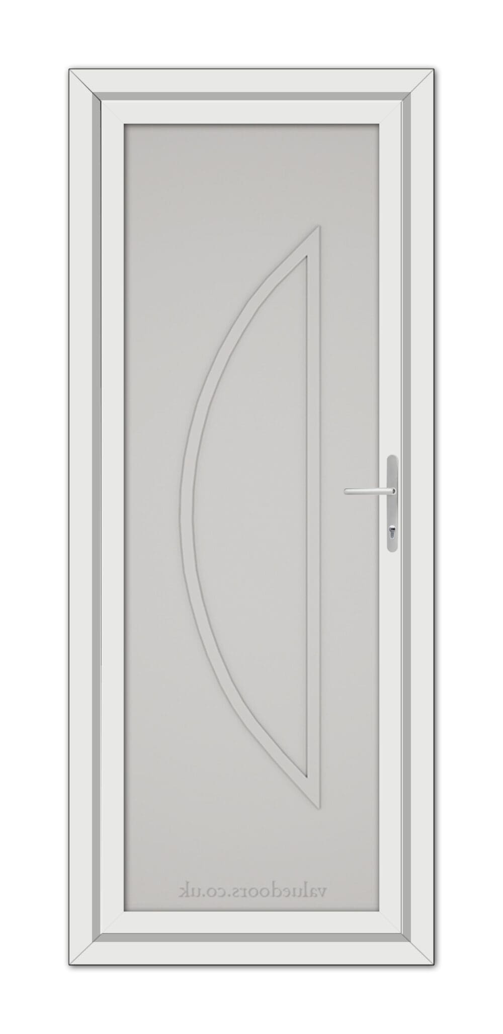 A Silver Grey Modern 5051 Solid uPVC door with a curved design.