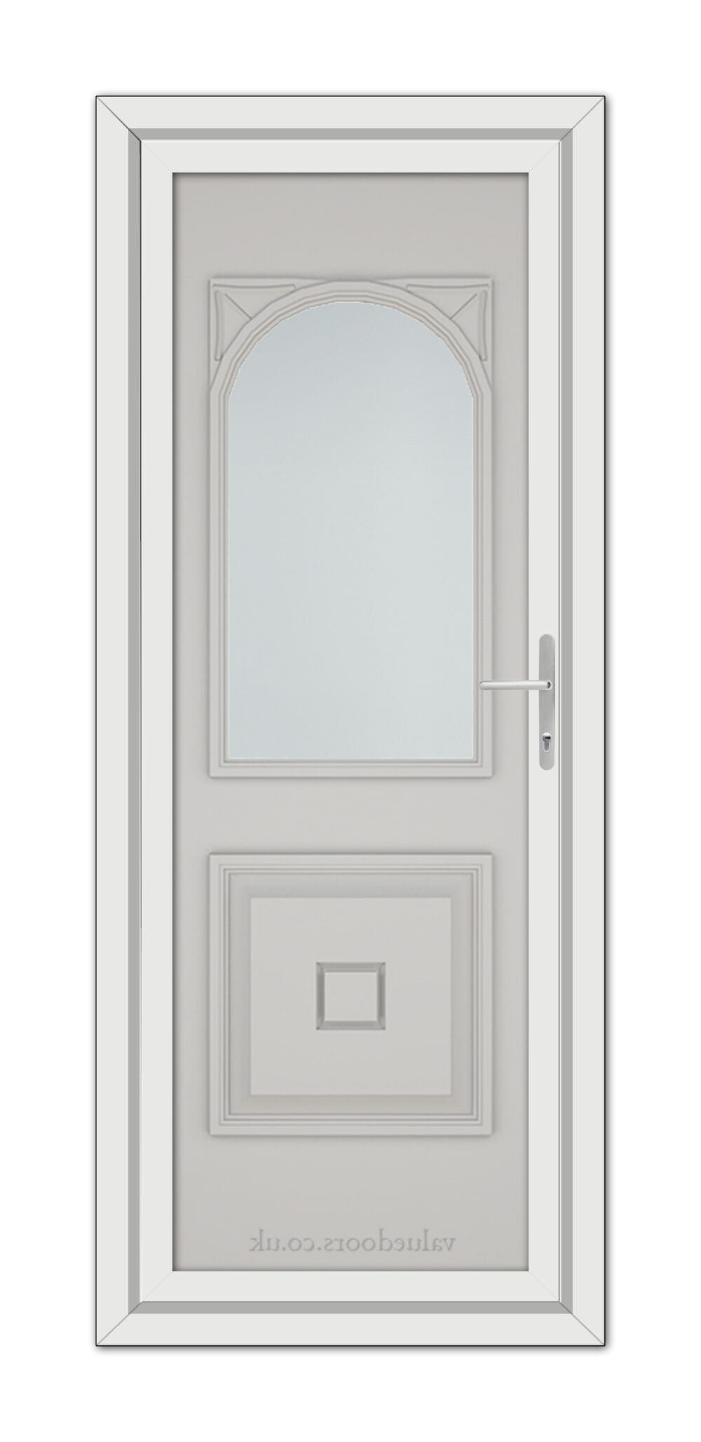 A Silver Grey Reims uPVC Door with a glass panel.