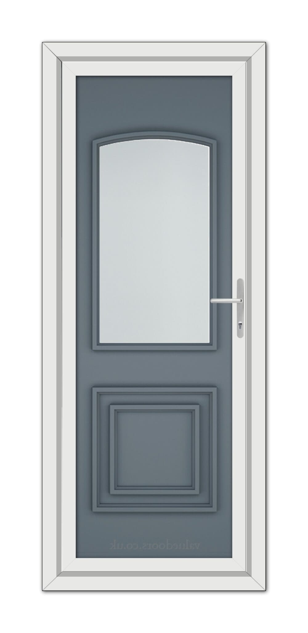 A Slate Grey Balmoral Classic uPVC Door with a glass panel.