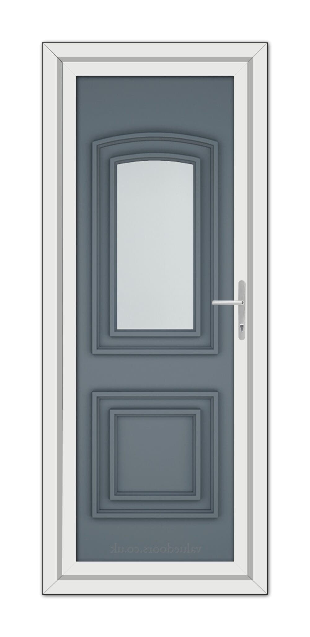 A Slate Grey Balmoral One uPVC door with a glass panel.