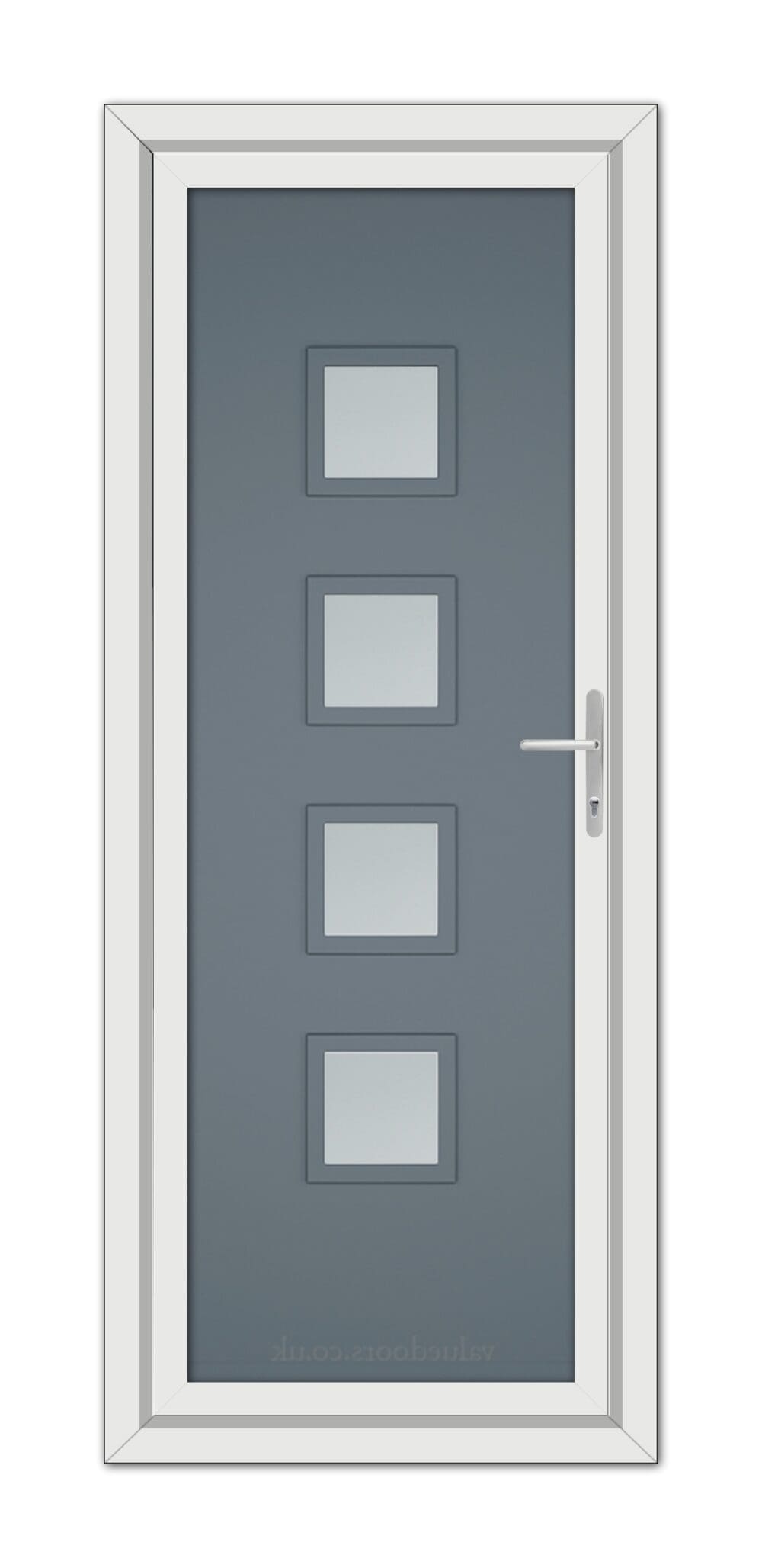 A Slate Grey Modern 5034 uPVC door with four square glass panels.