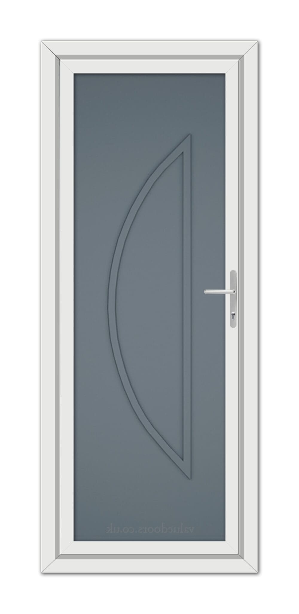 Slate Grey Modern 5051 Solid uPVC Door with a curved design.