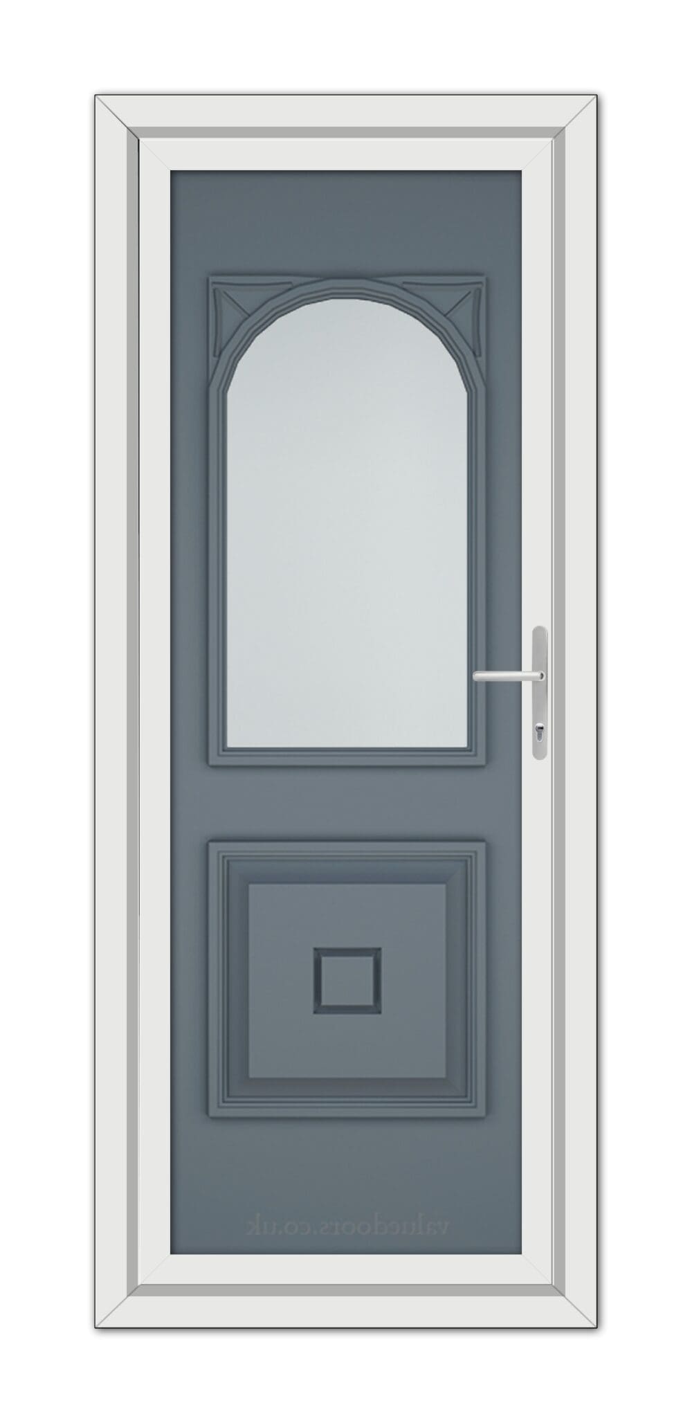 A Slate Grey Reims uPVC door with a glass panel.